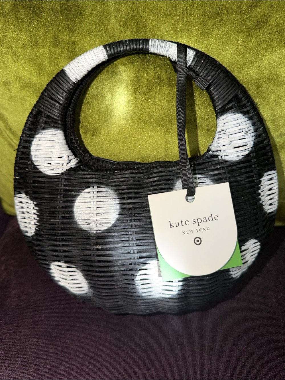 kate spade Black and White Polka Dot Mini Woven Bag